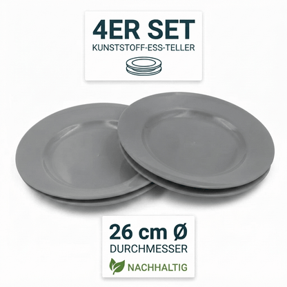 4er Set bunte Plastikteller – Ø 26cm – Ideal für Picknick & Grillpartys