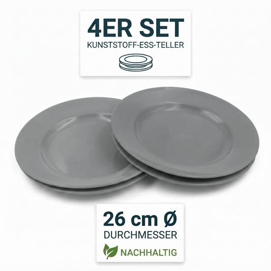 4er Set bunte Plastikteller – Ø 26cm – Ideal für Picknick & Grillpartys