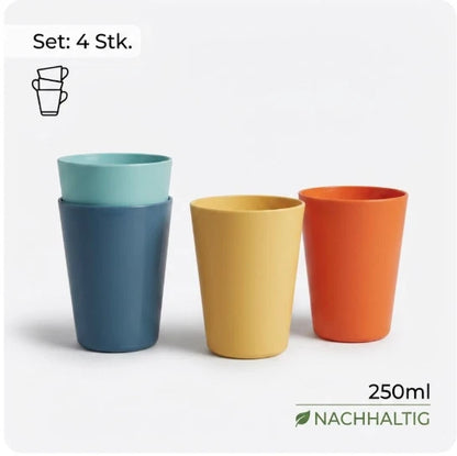 4x Camping Becher Set Kunststoff Plastikbecher Bruchsicher Mehrweg Trinkbecher