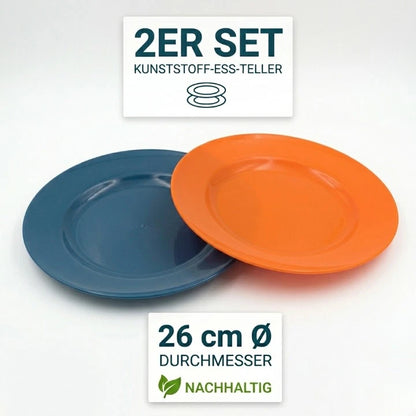 2er Set bunte Plastikteller – Ø 26cm – Ideal für Picknick & Grillpartys
