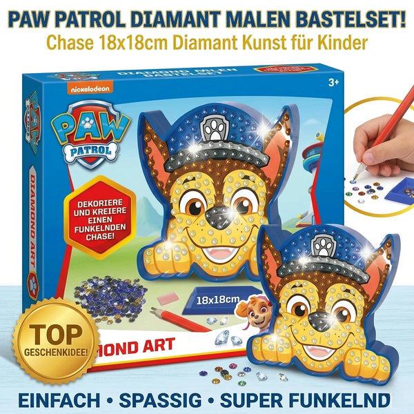 Paw Patrol Diamond Painting Chase 18x18cm Diamant Kunst Malen Bastelset Kinder
