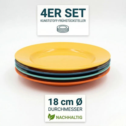4er Set bunte Plastikteller – Ø 18cm – Ideal für Camping & Picknick